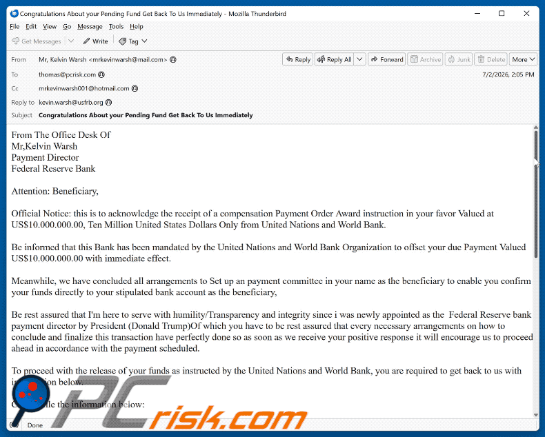 Payment Order Award truffa via email (GIF)