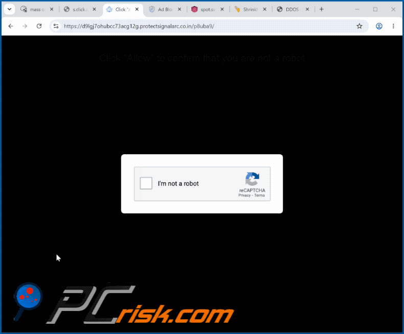 aspetto del sito web protectsignalarc[.]co.in (GIF)