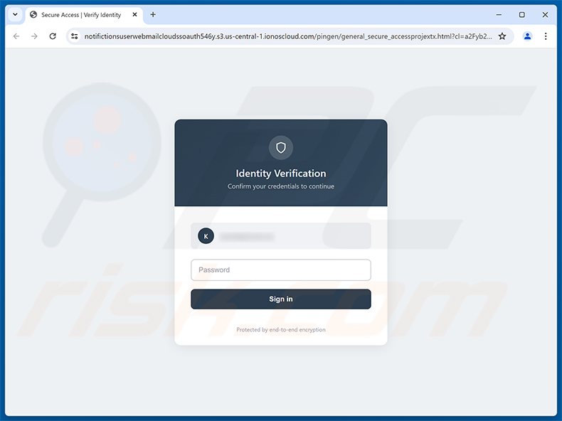 Pagina di phishing della truffa via email Required System Upgrade