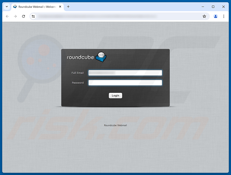 Pagina di phishing Roundcube Domain Registration Email Verification truffa