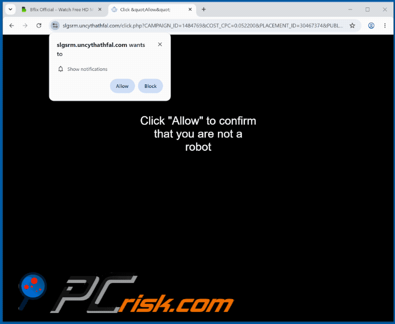 aspetto del sito web uncythathfal[.]com (GIF)