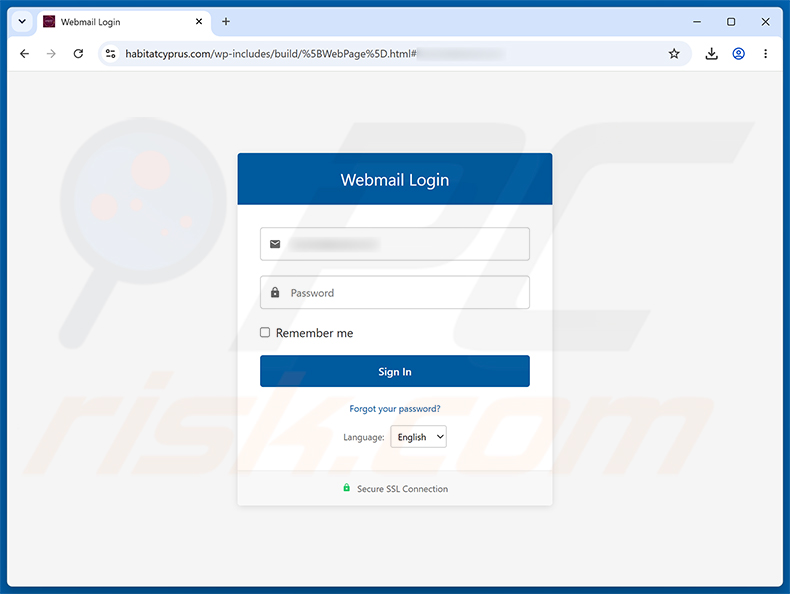 Pagina di phishing Verify Your Email Property Information Scam