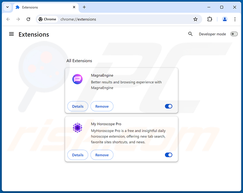 Rimozione delle estensioni di Google Chrome relative ad astridresearch.com