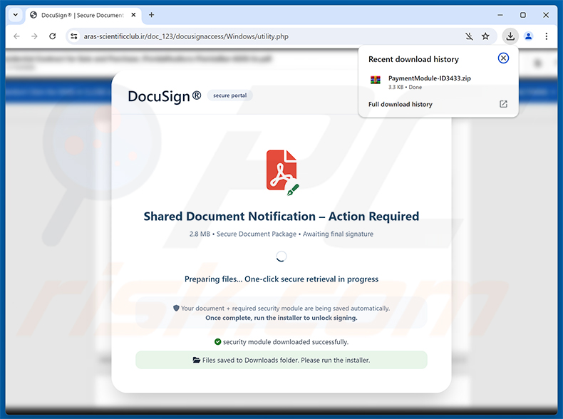 Sito web dannoso promosso attraverso la campagna spam Intuit QuickBooks - Vendor Payment Notice Email Virus