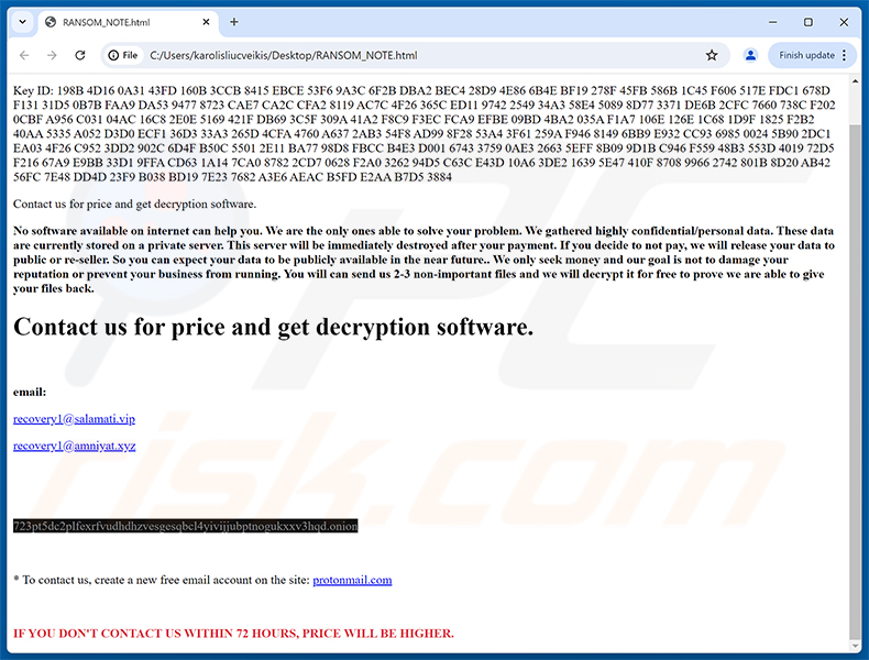Richiesta di riscatto del ransomware Montage (RANSOM_NOTE.html)