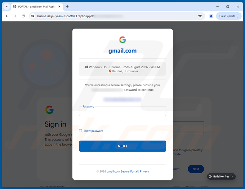 Pagina di phishing Request To Permanently Delete Your Account