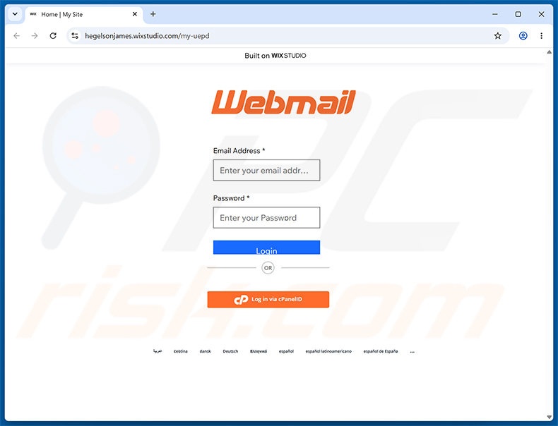 Pagina di phishing della truffa via email DHL Express Parcel Is On Its Way