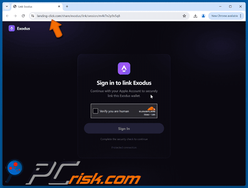 Siti di phishing promossi tramite l'email di truffa Exodus - Add Your Card To Your Wallet