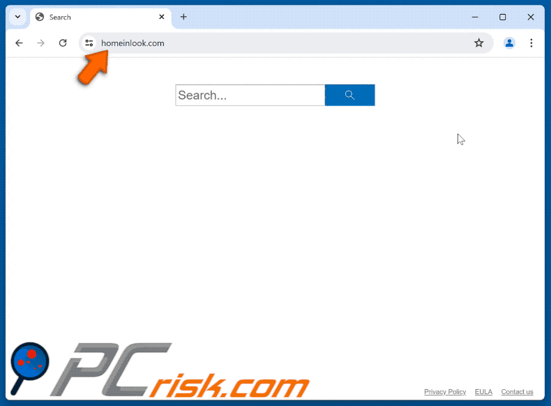 dirottatore del browser homeinlook.com che reindirizza a Bing (GIF)