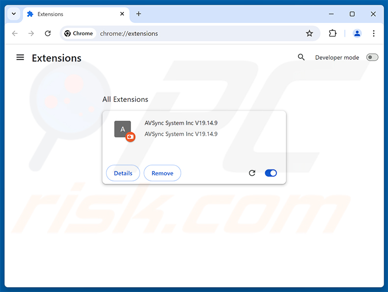 Estensione dannosa AVSync System Inc V19.14.9 di KREMLIN Banking Trojan (fonte elastic-co)