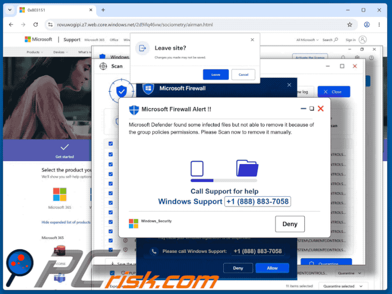 Truffa POP-UP Microsoft Firewall Alert (GIF)