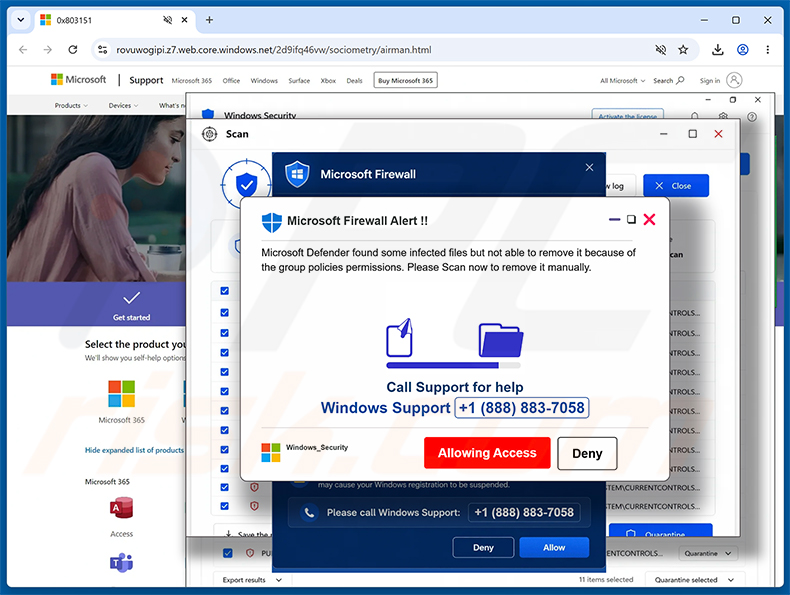 Truffa POP-UP Microsoft Firewall Alert