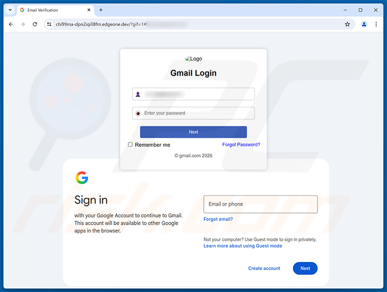 Pagina di phishing NetZero Email Update Scam