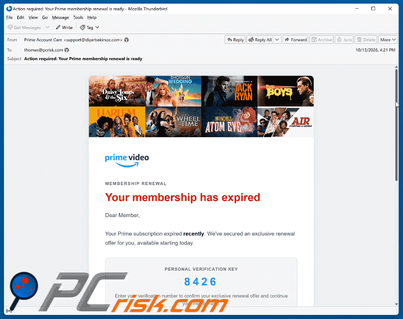 Amazon Prime Subscription Expired truffa via email