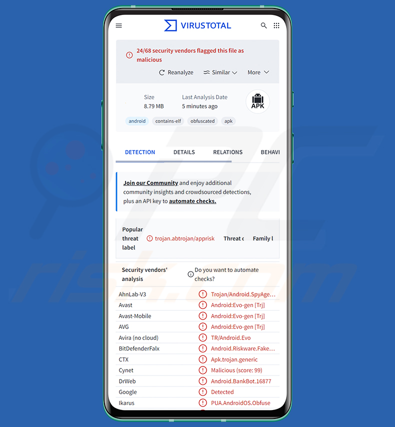 Rilevamenti del trojan bancario RemControl su VirusTotal