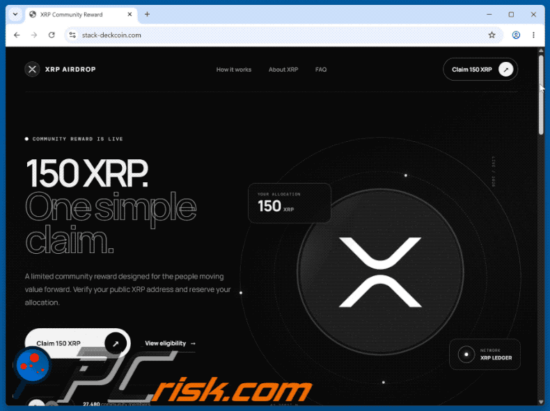 Aspetto di XRP Ledger Airdrop truffa (GIF)