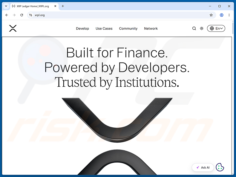 Sito web reale relativo a XRP Ledger Airdrop truffa (xrpl.org)