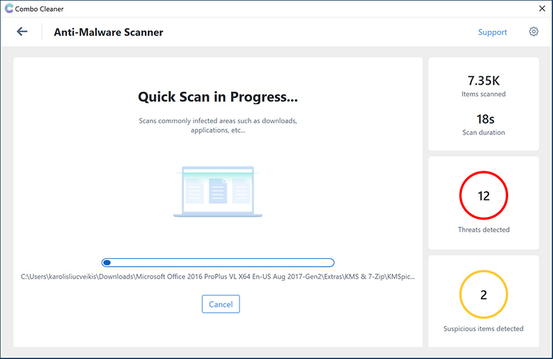 Combo Cleaner per Windows - Modulo anti-malware