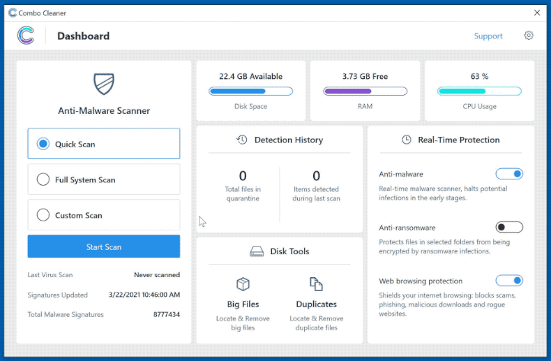 Combo Cleaner Anti-Malware per Windows