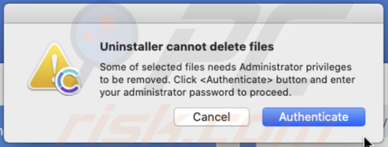 Autentica la rimozione del programma in Combo Cleaner