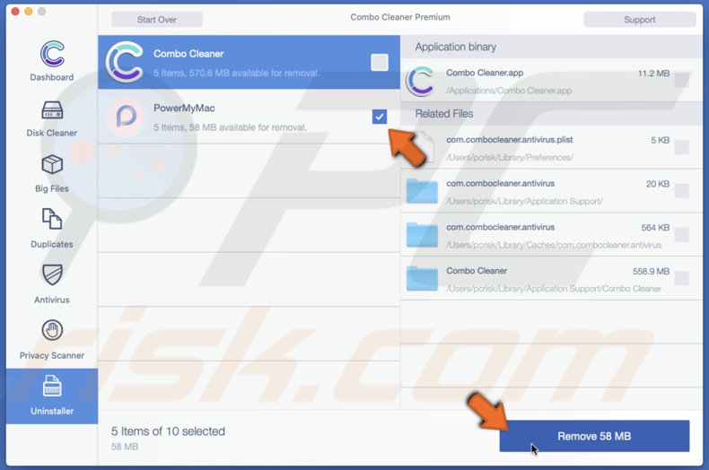 Rimuovere il programma utilizzando Combo Cleaner