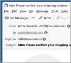 Temu - Pending Package Delivery Email Truffa