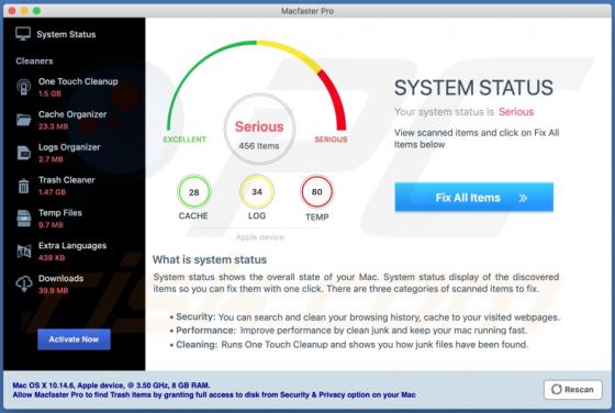Macfaster Pro Applicazione Indesiderata (Mac)