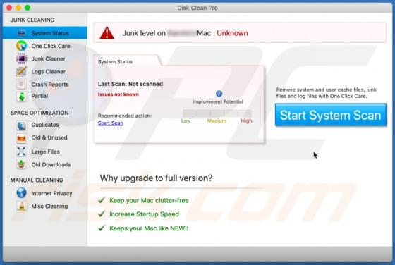 Disk Clean Pro Applicazione Indesiderata (Mac)