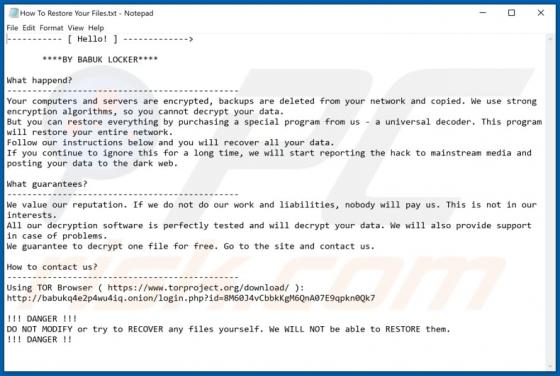 Babuk Locker Ransomware