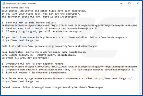 Vovalex Ransomware