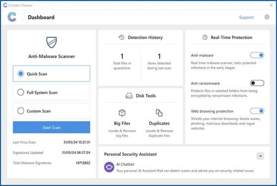 Combo Cleaner Anti-Malware (per computer Windows)