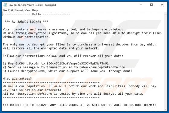 Babyk Ransomware