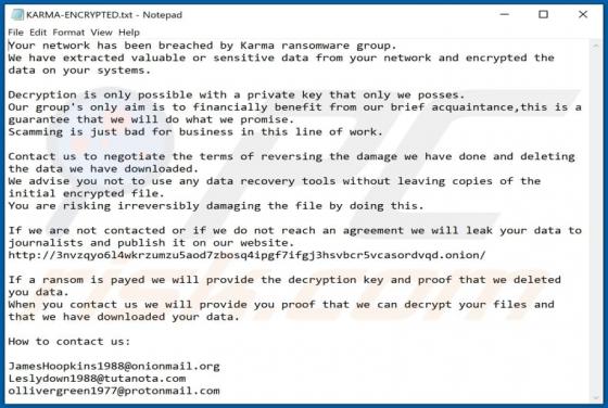 Karma Group Ransomware