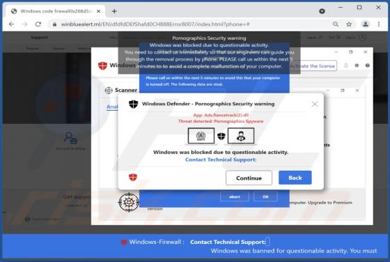 Pornographics Security Warning POP-UP Truffa