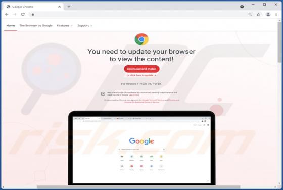 You Need To Update Your Browser To View The Content POP-UP Truffa