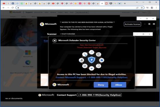 Access To This Pc Has Been Blocked For Due To Illegal Activities POP-UP Truffa