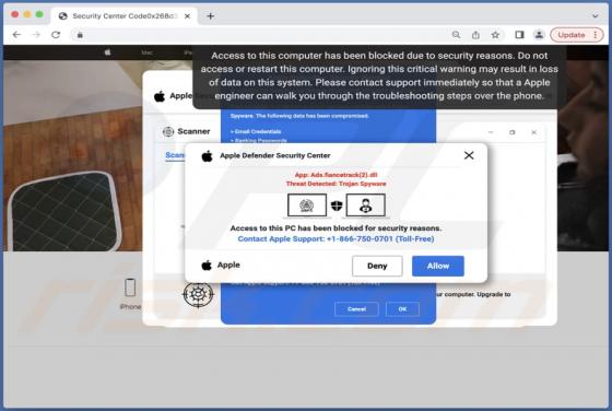 Apple Defender Security Center POP-UP Truffa (Mac)