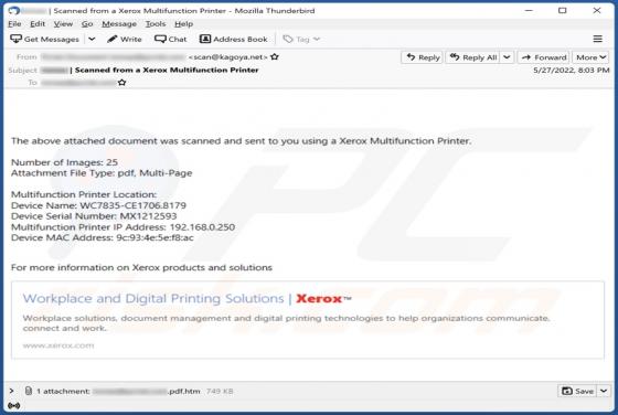 Xerox Multifunction Printer Email Truffa