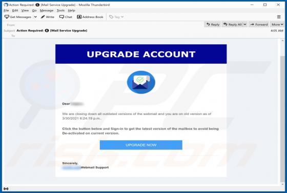 Upgrade Account Email Truffa
