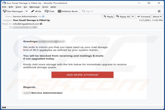 You Have Used Up Your Mail Storage Email Truffa
