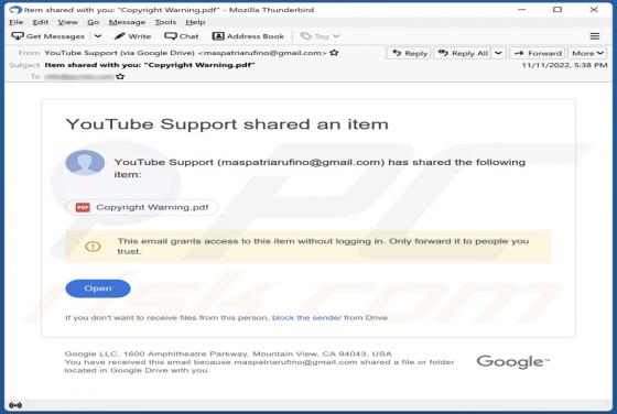 YоuTubе Suppоrt Shared An Item Email Truffa