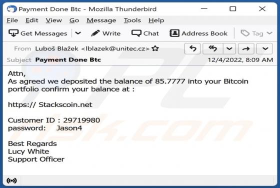 Deposit Into Your Bitcoin Portfolio Email Truffa