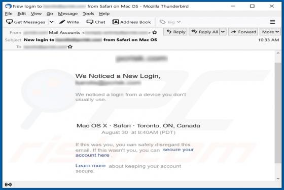 We Noticed A Login From A Device You Don't Usually Use Email Truffa