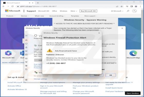Windows Firewall Protection Alert POP-UP Truffa
