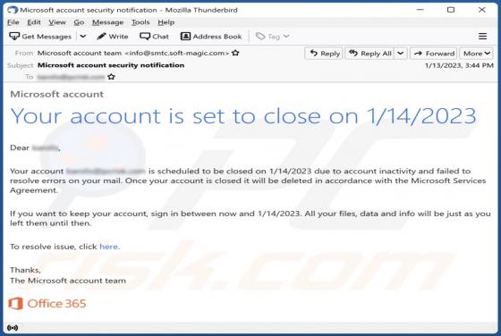 Your Account Is Set To Close Email Truffa