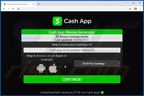 Cash App POP-UP Truffa