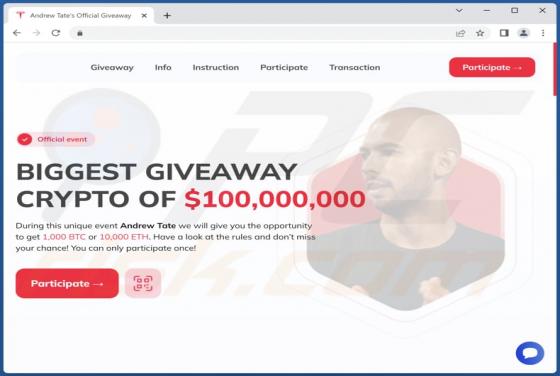 Andrew Tate Crypto Giveaway Truffa