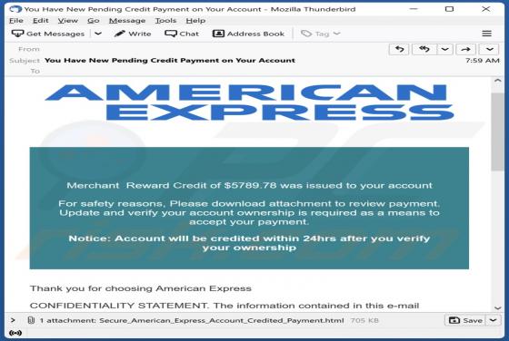 American Express Merchant Reward Email Truffa