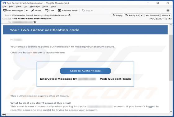 Two-Factor Verification Email Truffa