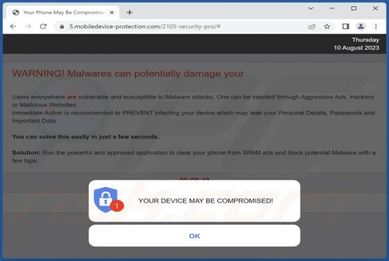 YOUR DEVICE MAY BE COMPROMISED POP-UP Truffa
